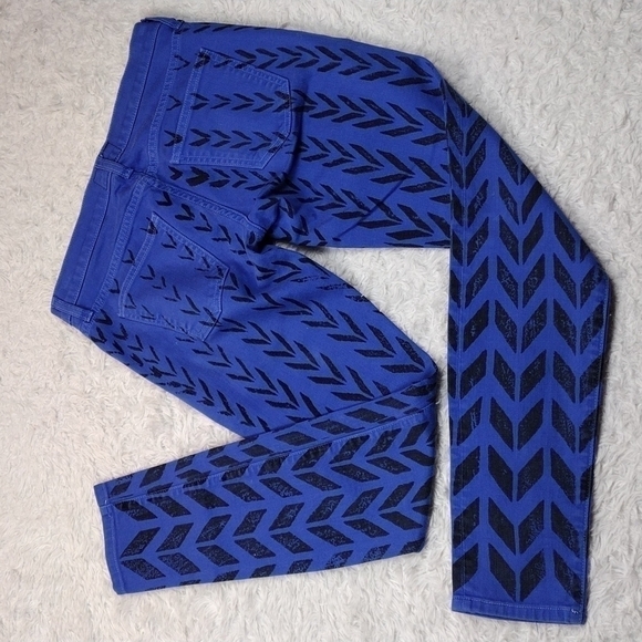 𝅺Current/Elliott Cobalt Blue Chevron Five Pocket Low Rise Ankle Skinny Jeans - Picture 11 of 11